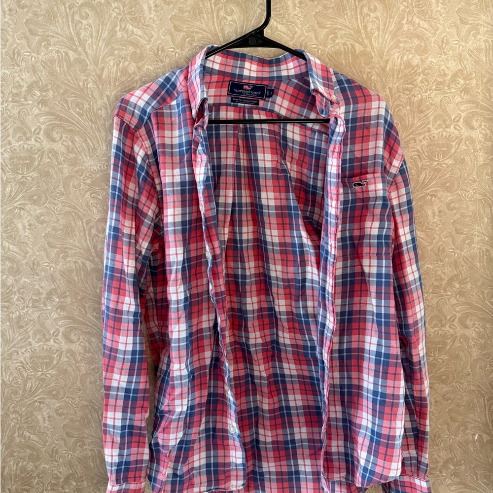 Vineyard Vines Pink and Blue Casual Button Down Shirt